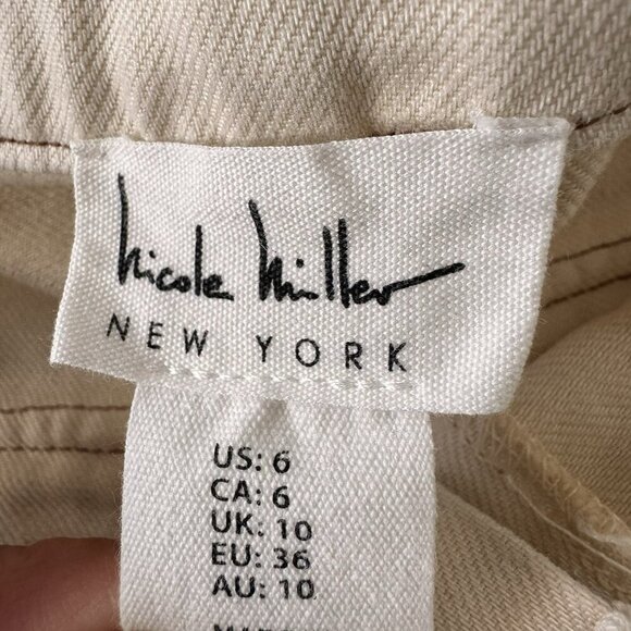 Nicole Miller Cargo Pants Size 6 Khaki Cream Multi Pockets Brown Threading - Picture 4 of 5